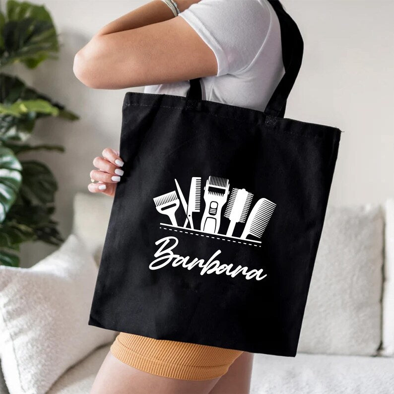 Personalized Name Hairdresser Tote Bag, Custom Hair Stylist Tote Bag, Beauty Salon Bag, Trendy Tote Bag, Hairdresser Gift, Cosmetology Gift