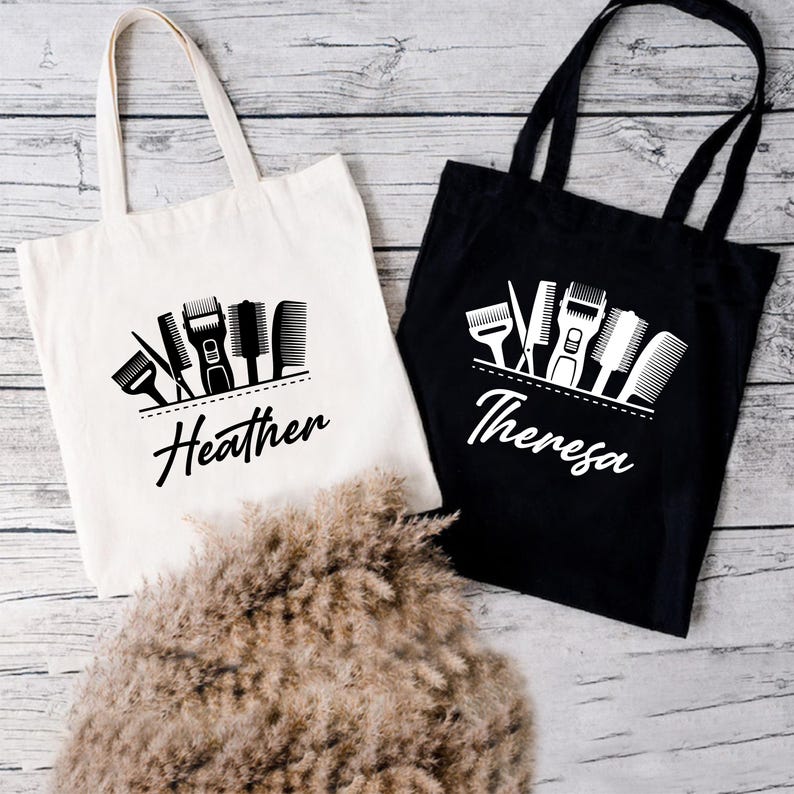 Personalized Name Hairdresser Tote Bag, Custom Hair Stylist Tote Bag, Beauty Salon Bag, Trendy Tote Bag, Hairdresser Gift, Cosmetology Gift