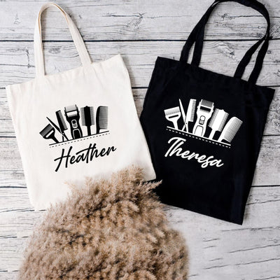 Personalized Name Hairdresser Tote Bag, Custom Hair Stylist Tote Bag, Beauty Salon Bag, Trendy Tote Bag, Hairdresser Gift, Cosmetology Gift