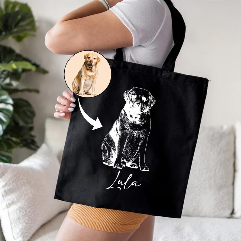Personalized Pet Photo Tote Bag, Custom Dog Mom Tote Bag, Custom Pet Photo Bag, Trendy Tote Bag, Dog Owner Gift, Pet Photo Gift, Dog Dad Bag