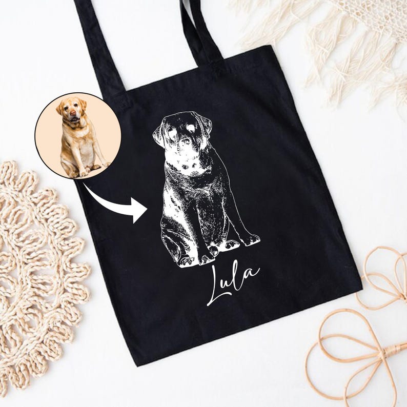 Personalized Pet Photo Tote Bag, Custom Dog Mom Tote Bag, Custom Pet Photo Bag, Trendy Tote Bag, Dog Owner Gift, Pet Photo Gift, Dog Dad Bag