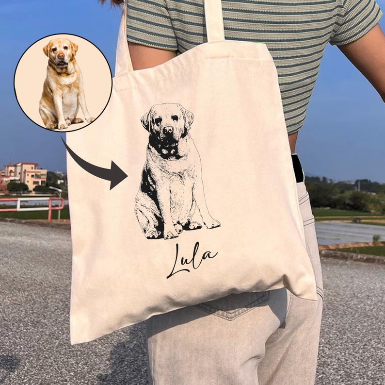 Personalized Pet Photo Tote Bag, Custom Dog Mom Tote Bag, Custom Pet Photo Bag, Trendy Tote Bag, Dog Owner Gift, Pet Photo Gift, Dog Dad Bag