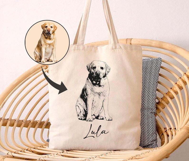 Personalized Pet Photo Tote Bag, Custom Dog Mom Tote Bag, Custom Pet Photo Bag, Trendy Tote Bag, Dog Owner Gift, Pet Photo Gift, Dog Dad Bag
