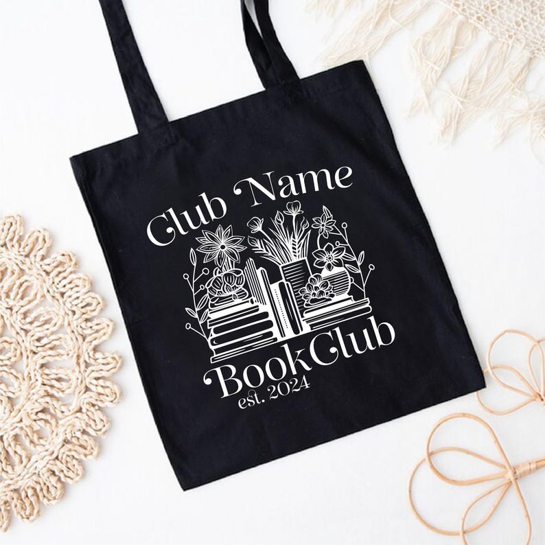 Custom Book Club Tote Bag, Personalized Reading Club Tote Bag, Book Lover Gift, Booktrovert Bag, Bookworm Gift, Reader Gift, Bookish Gift