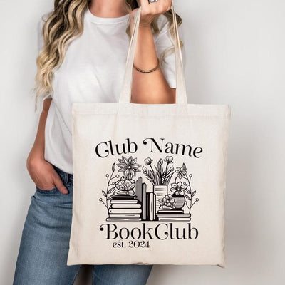 Custom Book Club Tote Bag, Personalized Reading Club Tote Bag