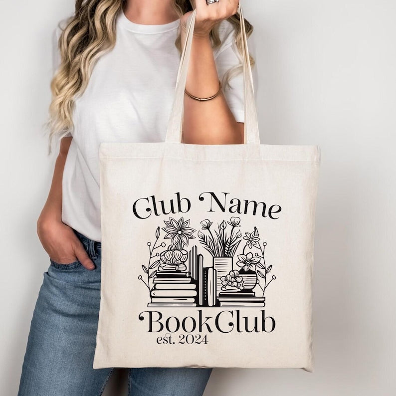 Custom Book Club Tote Bag, Personalized Reading Club Tote Bag, Book Lover Gift, Booktrovert Bag, Bookworm Gift, Reader Gift, Bookish Gift