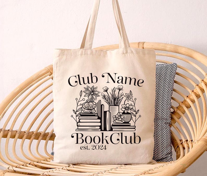 Custom Book Club Tote Bag, Personalized Reading Club Tote Bag, Book Lover Gift, Booktrovert Bag, Bookworm Gift, Reader Gift, Bookish Gift