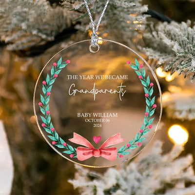 Personalized The Year We Became Grandparents Ornaments, Custom Newly Grandparents Acrylic Ornaments, First Time Grandparents Ornaments