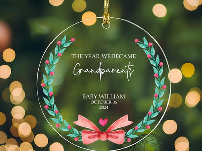 Personalized The Year We Became Grandparents Ornaments, Custom Newly Grandparents Acrylic Ornaments, First Time Grandparents Ornaments