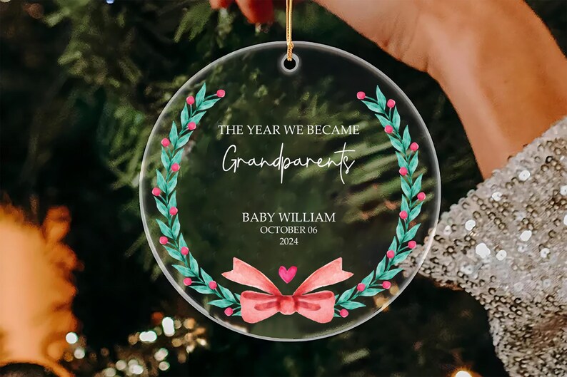 Personalized The Year We Became Grandparents Ornaments, Custom Newly Grandparents Acrylic Ornaments, First Time Grandparents Ornaments