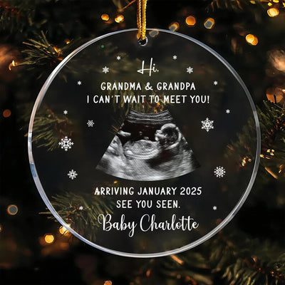 Ultrasound Ornament Personalized, Custom Ultrasound Photo Acrylic Ornament, Pregnancy Announcement Gift, Sonogram Baby Announcement Ornament