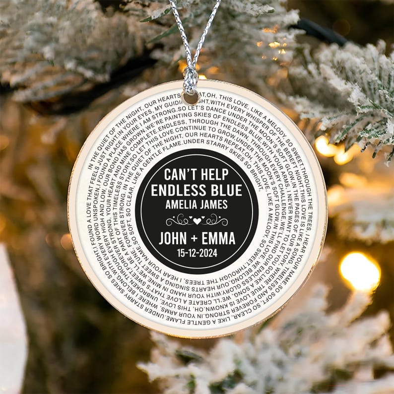 Custom Song Lyrics Ornament, Personalized Wedding Date Acrylic Ornament, Anniversary Gift, Couple Song, Wedding Gift, Gifts for Him Or Her