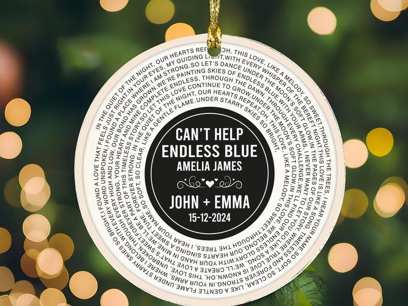 Custom Song Lyrics Ornament, Personalized Wedding Date Acrylic Ornament, Anniversary Gift, Couple Song, Wedding Gift, Gifts for Him Or Her