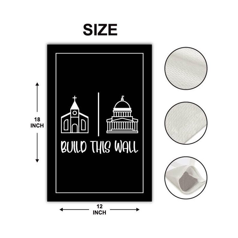 Build This Wall Garden Flag, 12x18 Inch Double Sided, Church And State Flag, Freedom Religion Flag, Women Rights, Christian National Flag
