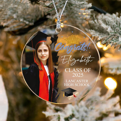 Congrats Graduation Photo Ornament, Personalized Class of 2025 Acrylic Ornament, Custom School Graduation Ornament, Graduation Gifts
