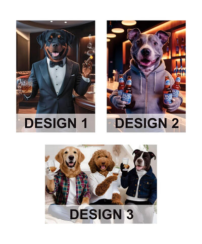Personalized Pet Portrait Painting, Bartender Dog Artwork from Photo, Custom Gift for Dog Dad