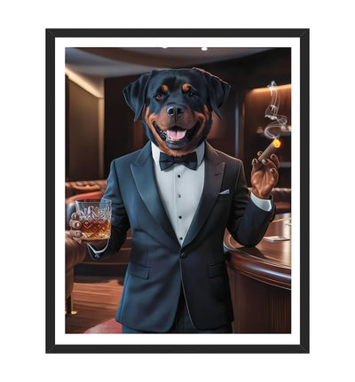 Personalized Pet Portrait Painting, Bartender Dog Artwork from Photo, Custom Gift for Dog Dad