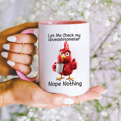 Funny Giveashitometer Coffee Mug, Let Me Check Nope Nothing, Sarcastic Ceramic Mug