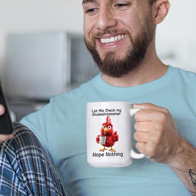 Funny Giveashitometer Coffee Mug, Let Me Check Nope Nothing, Sarcastic Ceramic Mug