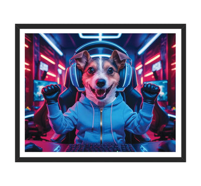 Custom Gamer Pet Portrait, Personalized Dog or Cat Painting