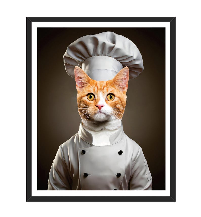 Personalized Chef Pet Portrait, Custom Dog or Cat Painting