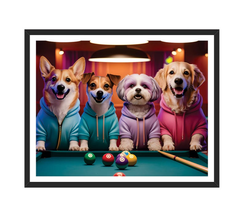 Custom Billiard Player Pet Portrait, Personalized Dog or Cat Painting