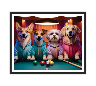 Custom Billiard Player Pet Portrait, Personalized Dog or Cat Painting