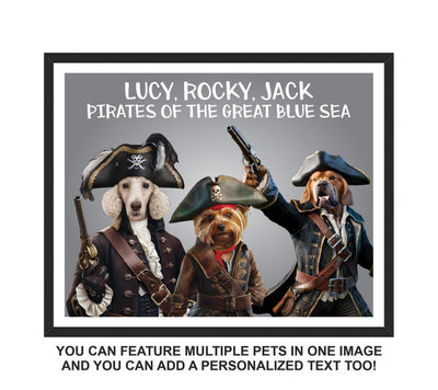 Custom Pirate Dog Portrait from Photo, Personalized Pet Painting Gift for Dog Dad