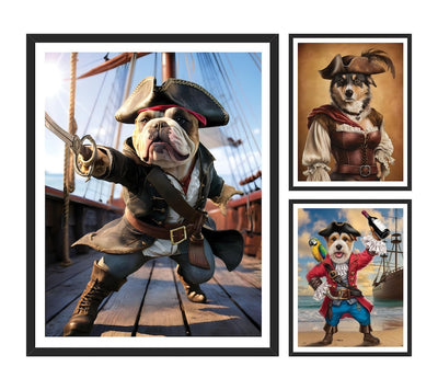 Custom Pirate Dog Portrait from Photo, Personalized Pet Painting Gift for Dog Dad