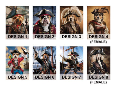 Custom Pirate Dog Portrait from Photo, Personalized Pet Painting Gift for Dog Dad