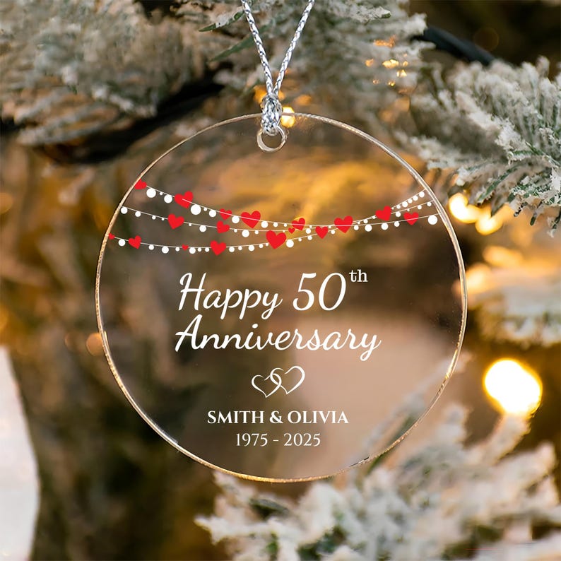 Wedding Anniversary Ornament, Personalized Wedding Acrylic Ornament, Custom Valentine's Day Ornament, Anniversary Gift, Couples Gift