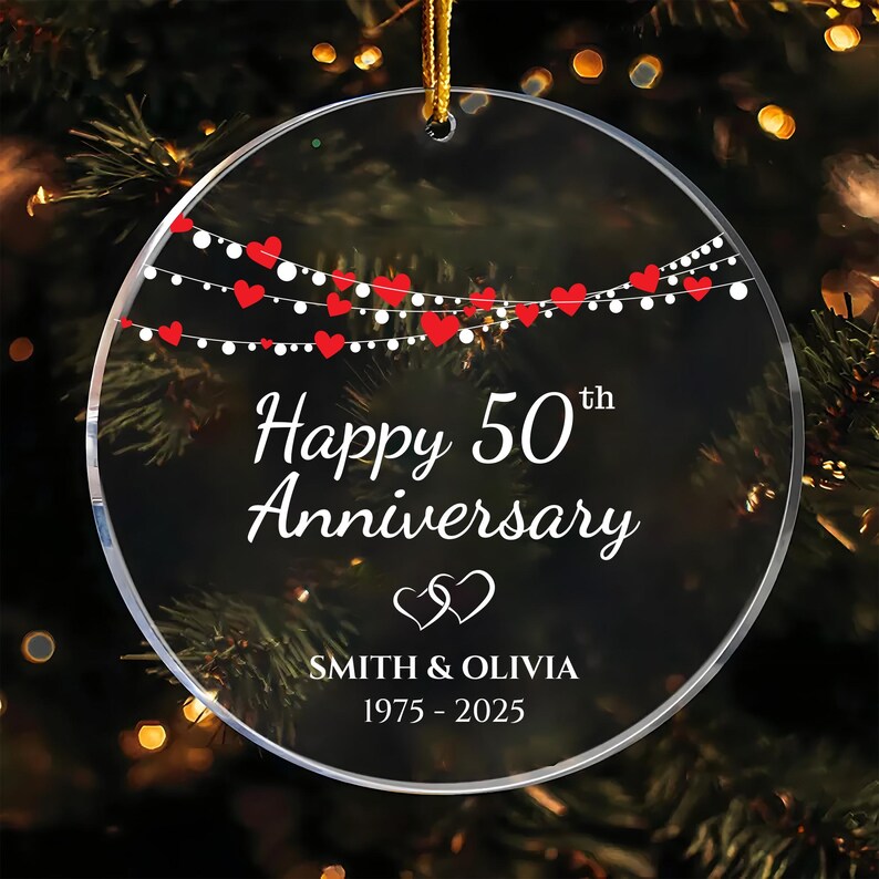 Wedding Anniversary Ornament, Personalized Wedding Acrylic Ornament, Custom Valentine's Day Ornament, Anniversary Gift, Couples Gift