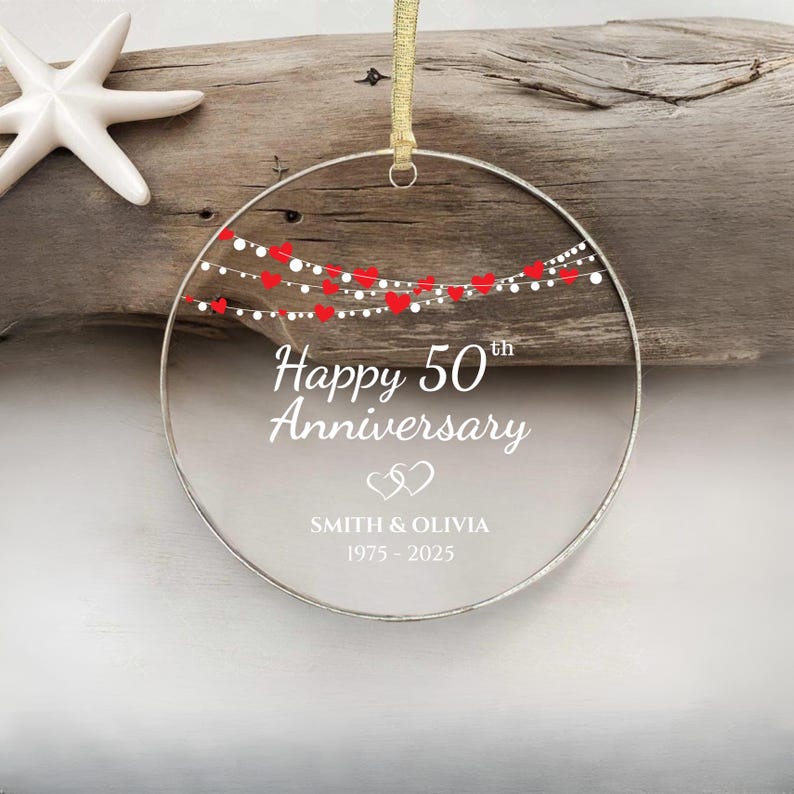 Wedding Anniversary Ornament, Personalized Wedding Acrylic Ornament, Custom Valentine's Day Ornament, Anniversary Gift, Couples Gift