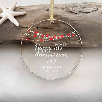 Wedding Anniversary Ornament, Personalized Wedding Acrylic Ornament, Custom Valentine's Day Ornament, Anniversary Gift, Couples Gift