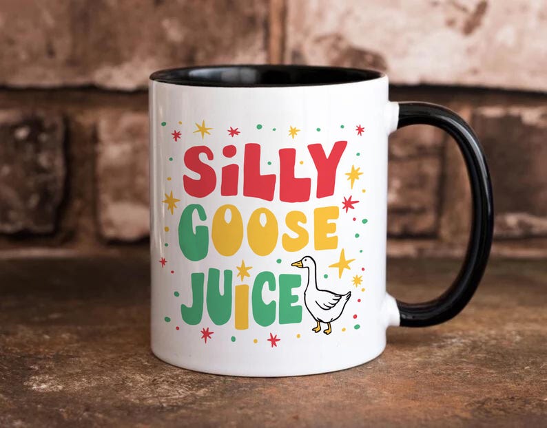 Silly Goose Juice Coffee Mug, Funny Meme Mug, Quirky Gift for Everyone