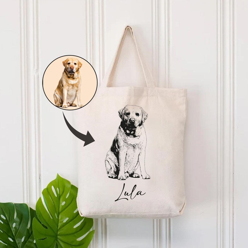 Personalized Pet Photo Tote Bag, Custom Dog Mom Tote Bag, Custom Pet Photo Bag, Trendy Tote Bag, Dog Owner Gift, Pet Photo Gift, Dog Dad Bag