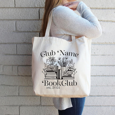 Custom Book Club Tote Bag, Personalized Reading Club Tote Bag, Book Lover Gift, Booktrovert Bag, Bookworm Gift, Reader Gift, Bookish Gift