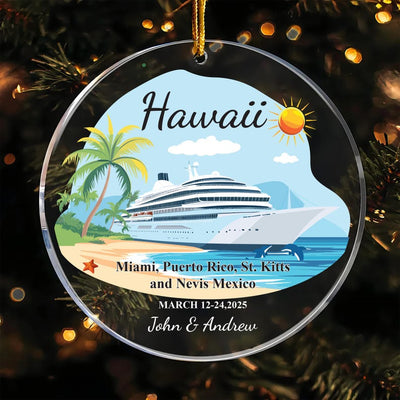 Custom Cruise Ship Ornament, Personalized Vacation Souvenir Acrylic Ornament For Couples Vacation, Cruise Ship Ornament, Travel Couple Gift