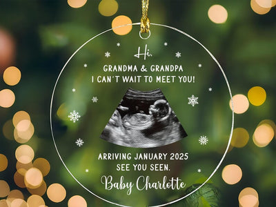 Ultrasound Ornament Personalized, Custom Ultrasound Photo Acrylic Ornament, Pregnancy Announcement Gift, Sonogram Baby Announcement Ornament