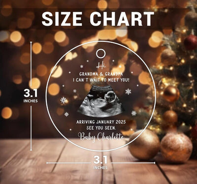 Ultrasound Ornament Personalized, Custom Ultrasound Photo Acrylic Ornament, Pregnancy Announcement Gift, Sonogram Baby Announcement Ornament
