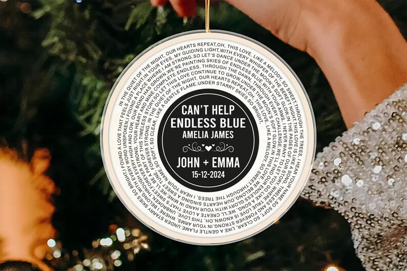 Custom Song Lyrics Ornament, Personalized Wedding Date Acrylic Ornament, Anniversary Gift, Couple Song, Wedding Gift, Gifts for Him Or Her