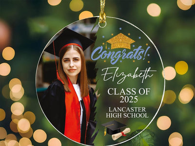 Congrats Graduation Photo Ornament, Personalized Class of 2025 Acrylic Ornament, Custom School Graduation Ornament, Graduation Gifts
