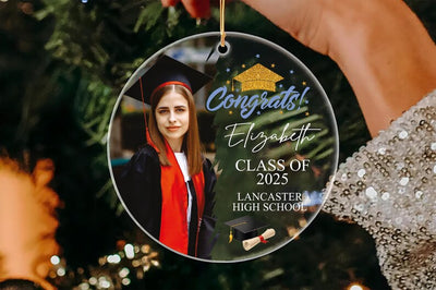 Congrats Graduation Photo Ornament, Personalized Class of 2025 Acrylic Ornament, Custom School Graduation Ornament, Graduation Gifts