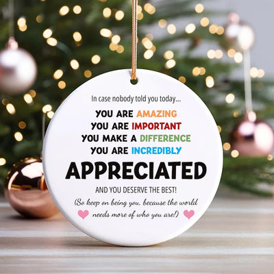 You Are Incredibly Appreciated Ornament, Affirmations Ceramic Keepsake, In Case No One Told You Today, Office Appreciation Thank You Gift