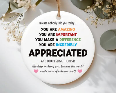 You Are Incredibly Appreciated Ornament, Affirmations Ceramic Keepsake, In Case No One Told You Today, Office Appreciation Thank You Gift