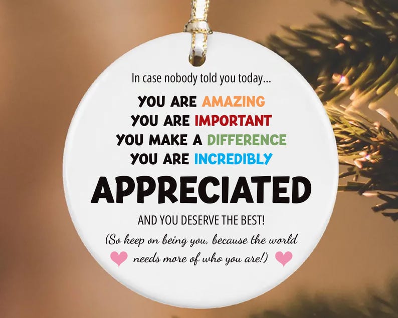 You Are Incredibly Appreciated Ornament, Affirmations Ceramic Keepsake, In Case No One Told You Today, Office Appreciation Thank You Gift