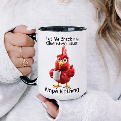 Funny Giveashitometer Coffee Mug, Let Me Check Nope Nothing, Sarcastic Ceramic Mug