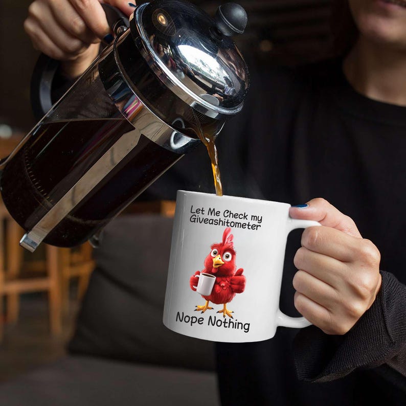Funny Giveashitometer Coffee Mug, Let Me Check Nope Nothing, Sarcastic Ceramic Mug