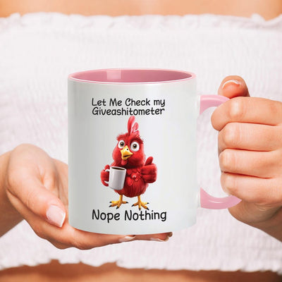 Funny Giveashitometer Coffee Mug, Let Me Check Nope Nothing, Sarcastic Ceramic Mug