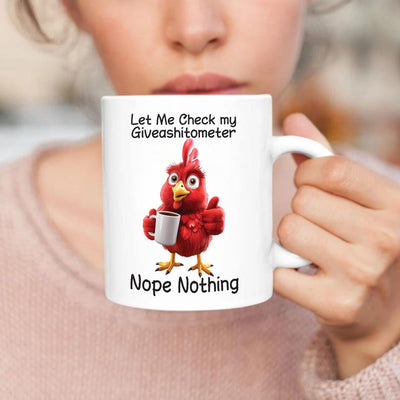 Funny Giveashitometer Coffee Mug, Let Me Check Nope Nothing, Sarcastic Ceramic Mug